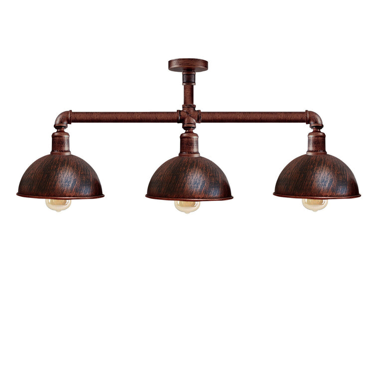 Industrial Retro Texas Style Pipe Lights Semi Flush Brushed copper Metal Ceiling Lamp Shade E27~3596-7
