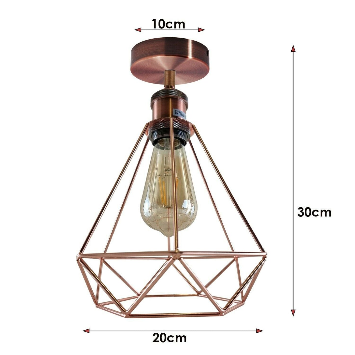 Vintage Retro Industrial Geometric Cage Ceiling Light Shade Flush Mount Light UK~3669-4