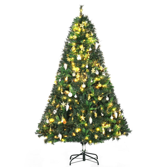 1.8m 6ft Pre Lit Christmas Tree 200 LED Xmas Tree Holiday Décor with Decorative Balls Ornament Metal Stand-0