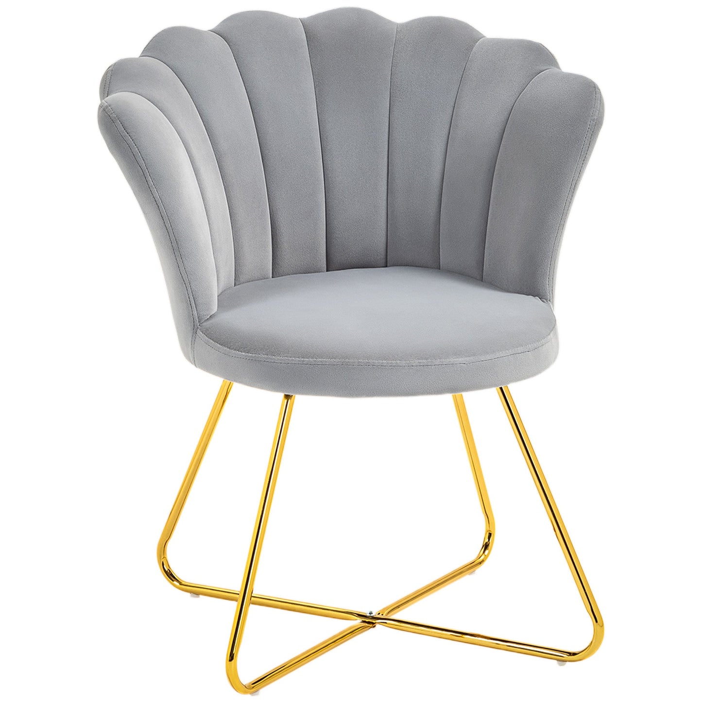 Velvet-Feel Lotus Petal Accent Chair - Grey-0