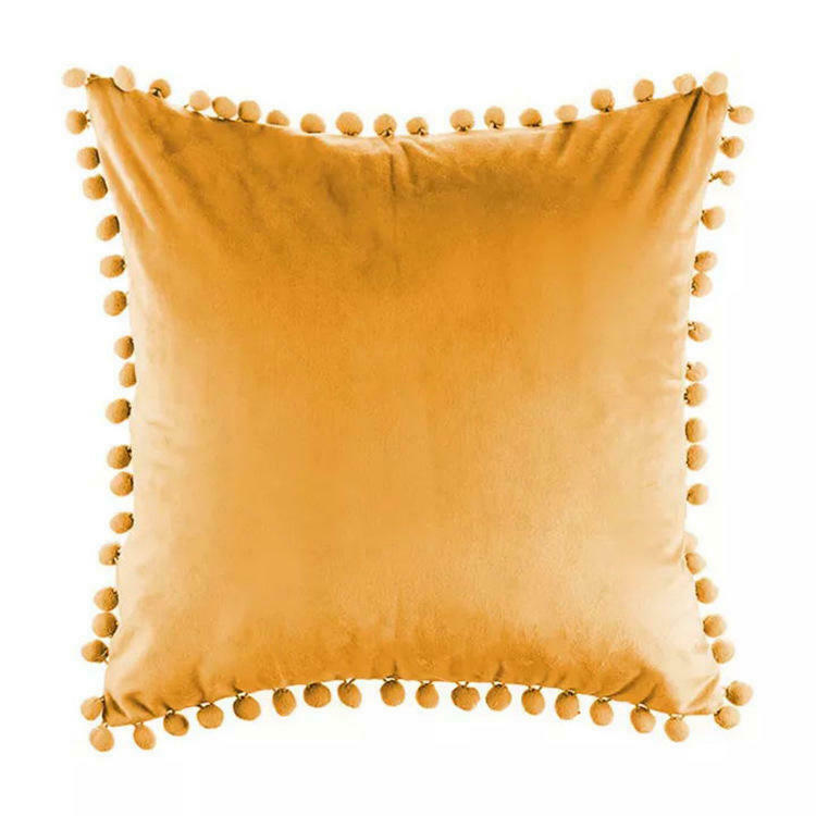 Tassel Velvet Cushion Covers With Pom Pom 18 X 18" (45 Cm)-9