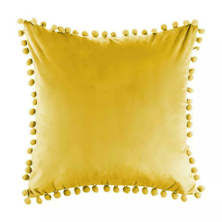 Tassel Velvet Cushion Covers With Pom Pom 18 X 18" (45 Cm)-5