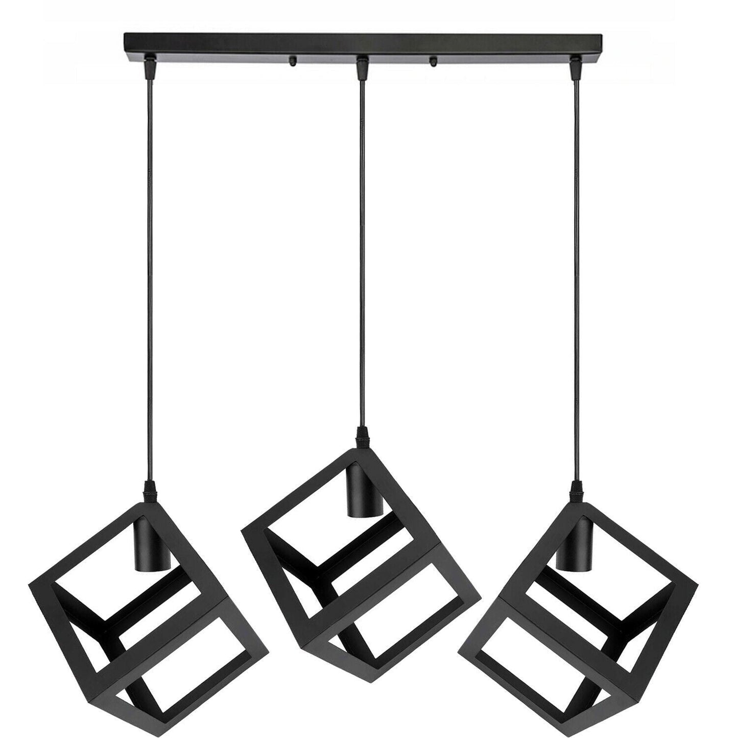 3 Cluster Pendant Light in Black Square Shape ~1256-8