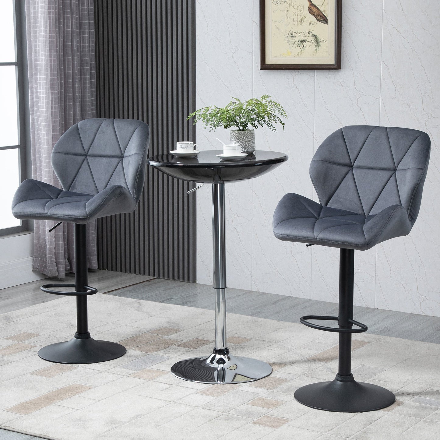 Adjustable Armless Bar Stools with Backs and Footrest - Dark Grey-0