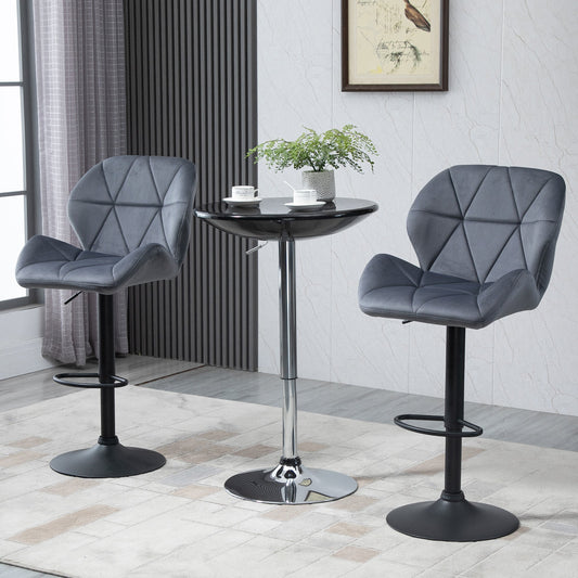 Adjustable Armless Bar Stools with Backs and Footrest - Dark Grey-0