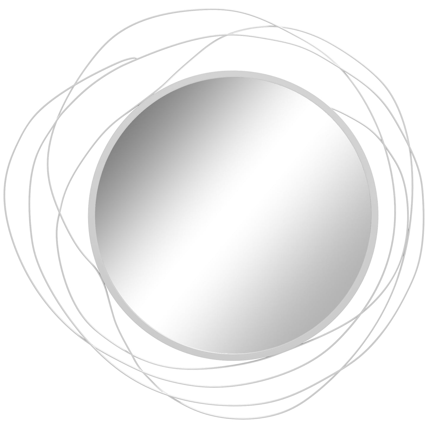 Abstract Metal Wire Wall Mirror, with Accessories - Silver-0