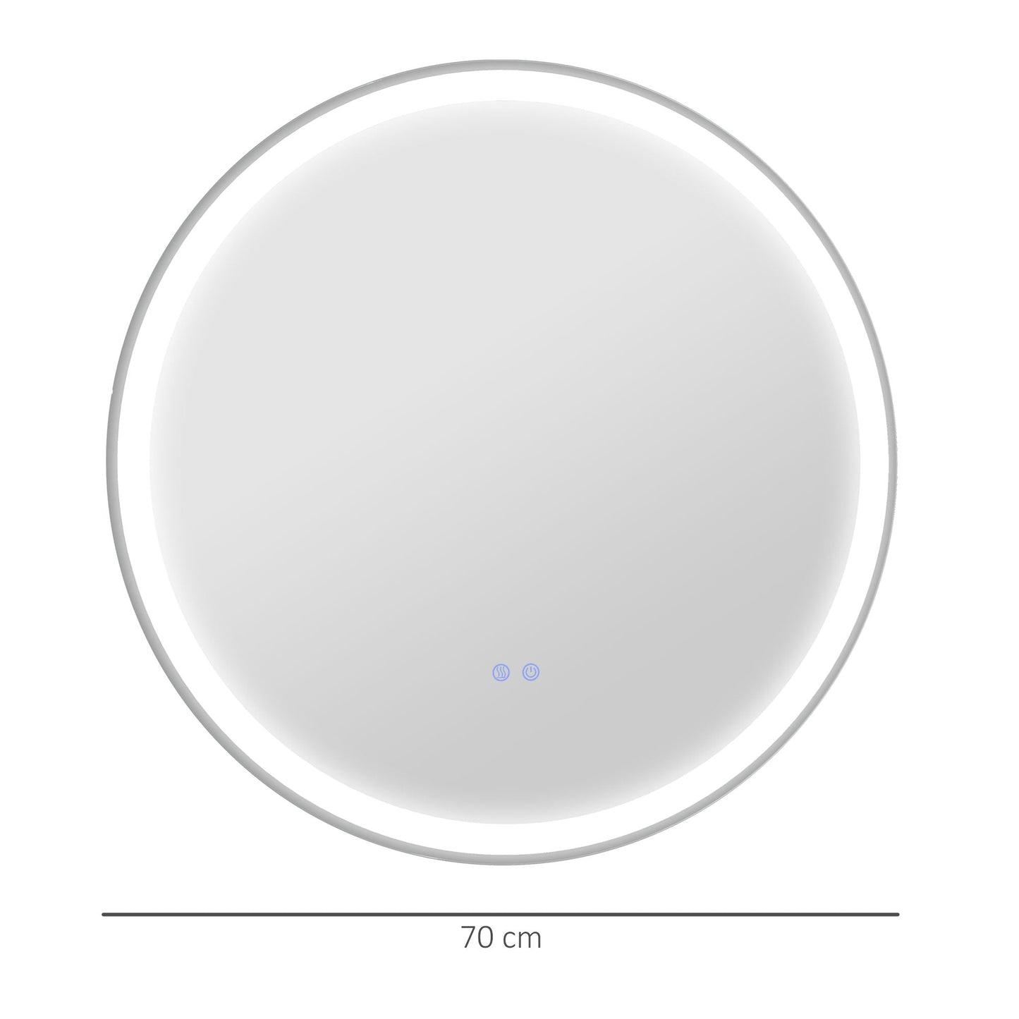 Round LED Bathroom Mirror with Adjustable Color Temperature and Defogging Film - 70 cm-2