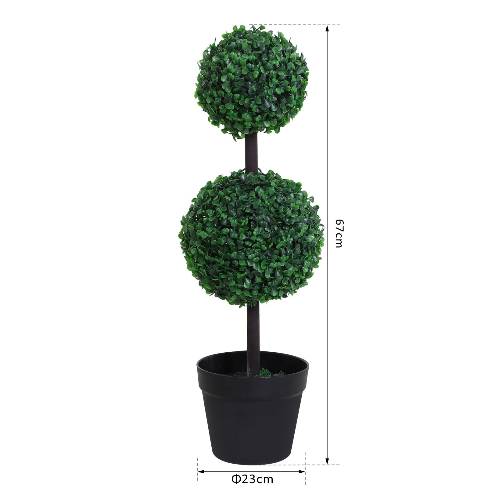 Set of 2 Artificial Boxwood Topiary Trees - Low Maintenance Greenery-2