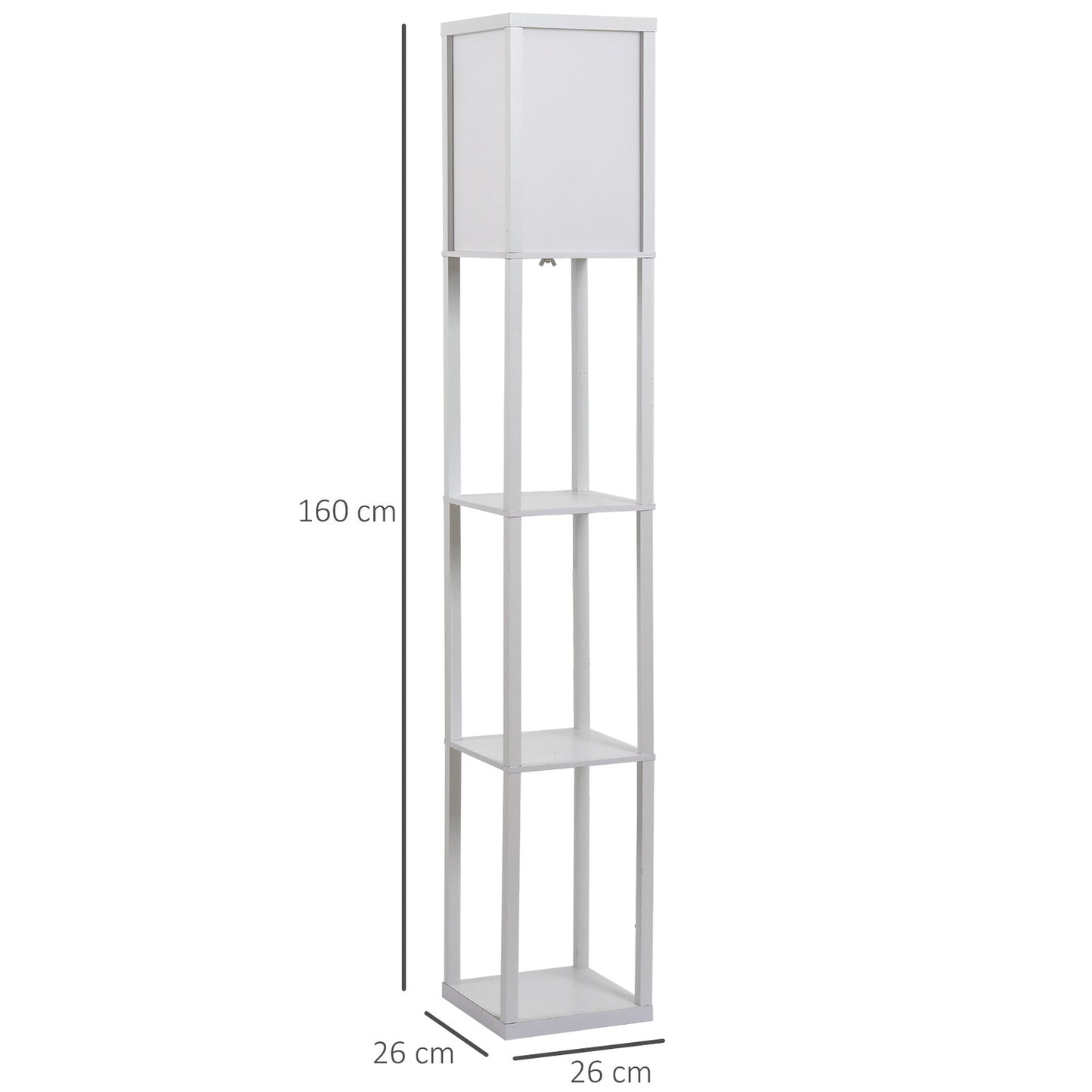 Standing Lamp, Floor Light with 4-Tier Storage Shelf, Reading Standing Lamp White-2