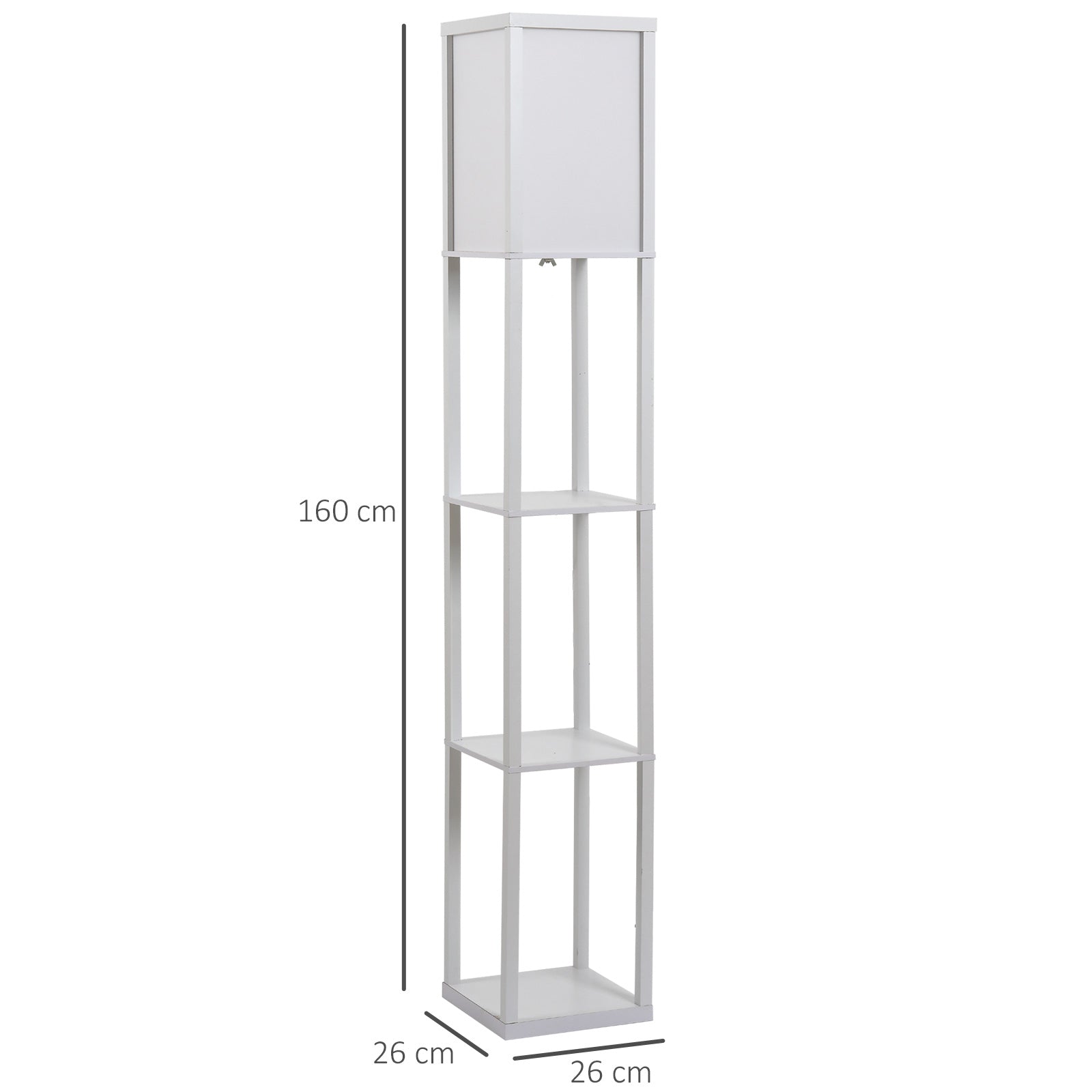 Standing Lamp, Floor Light with 4-Tier Storage Shelf, Reading Standing Lamp White-2