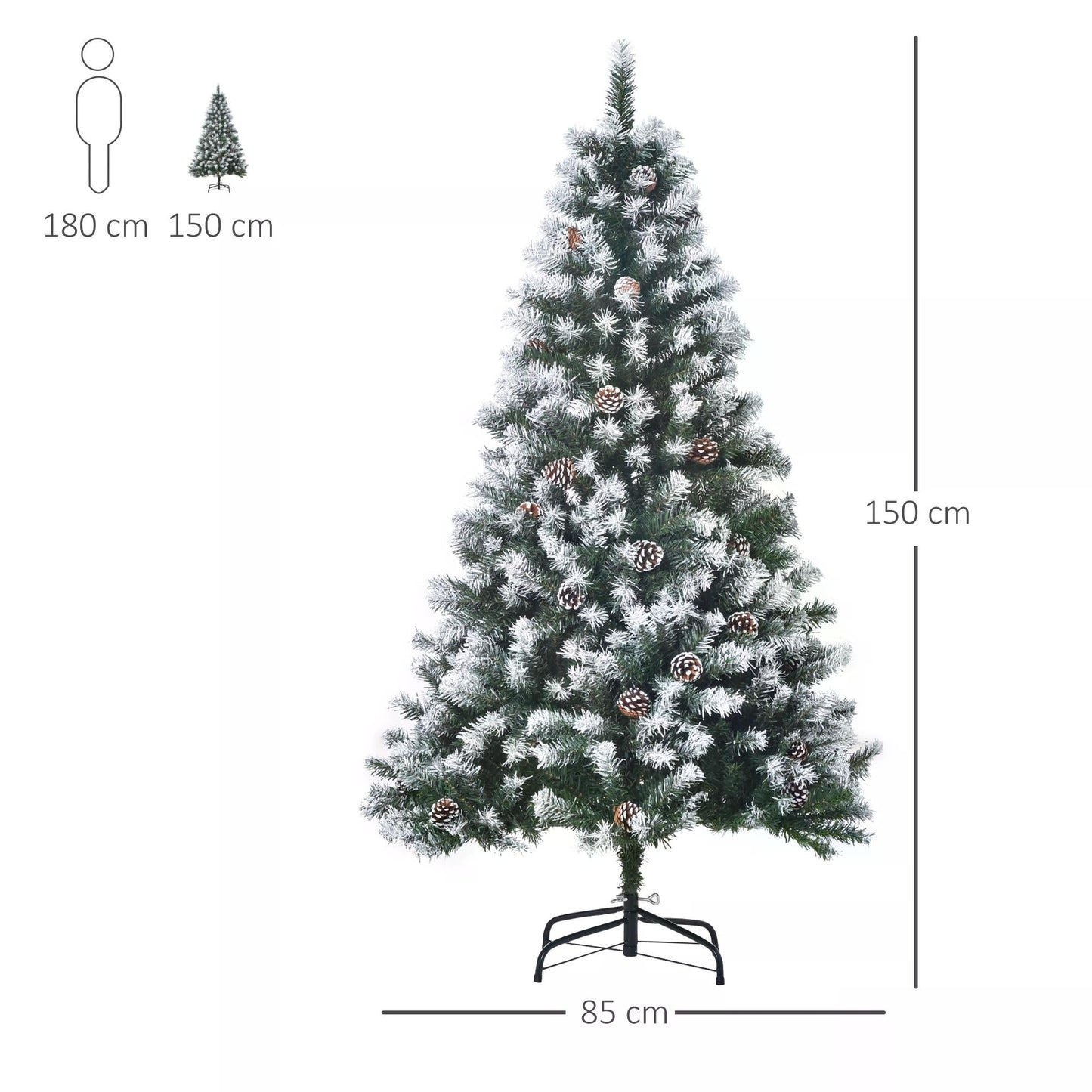 5FT Artificial Christmas Tree with Pine Cones, Holiday Home Xmas Decoration Automatic Open, Green-2
