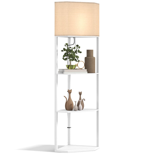 Three-Shelf Corner Floor Lamp - White-0