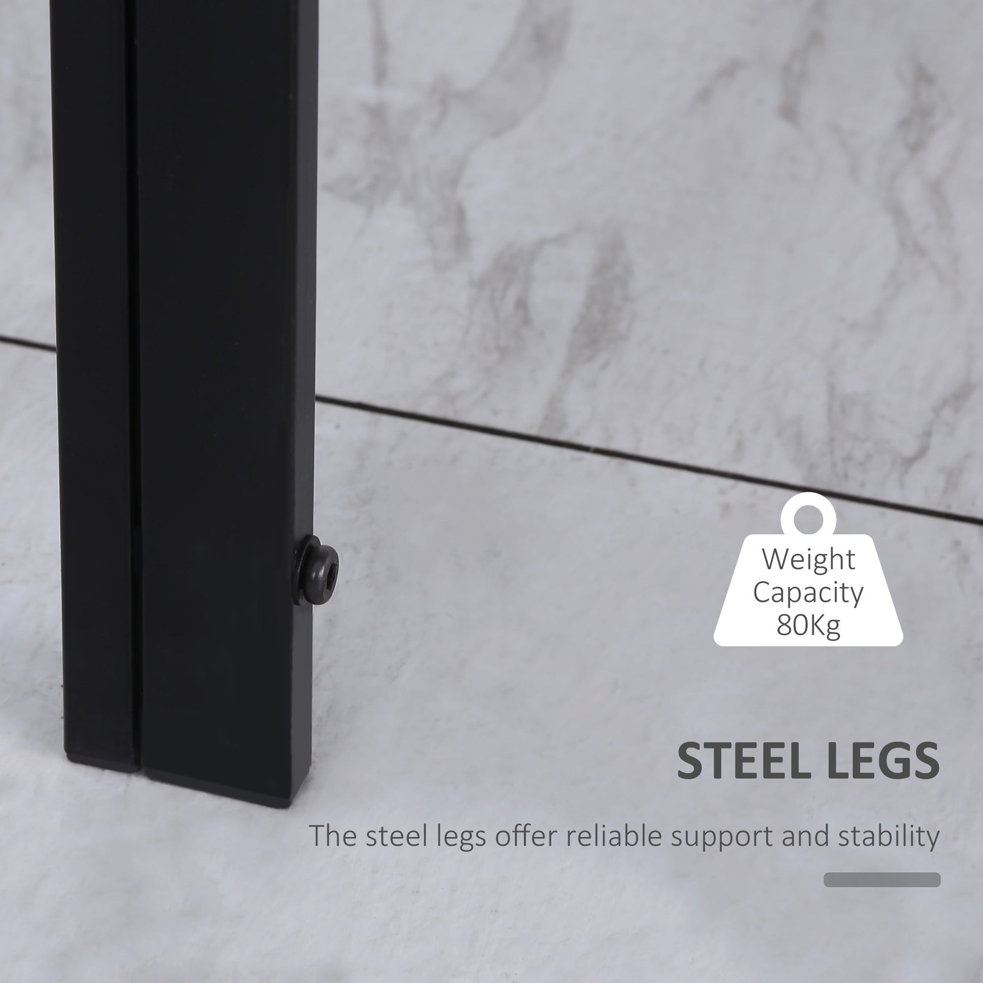 Modern Rectangular Dining Table for 4 People with Tempered Glass Top & Metal Legs for Dining Room, Living Room (Chairs Not Included)-4