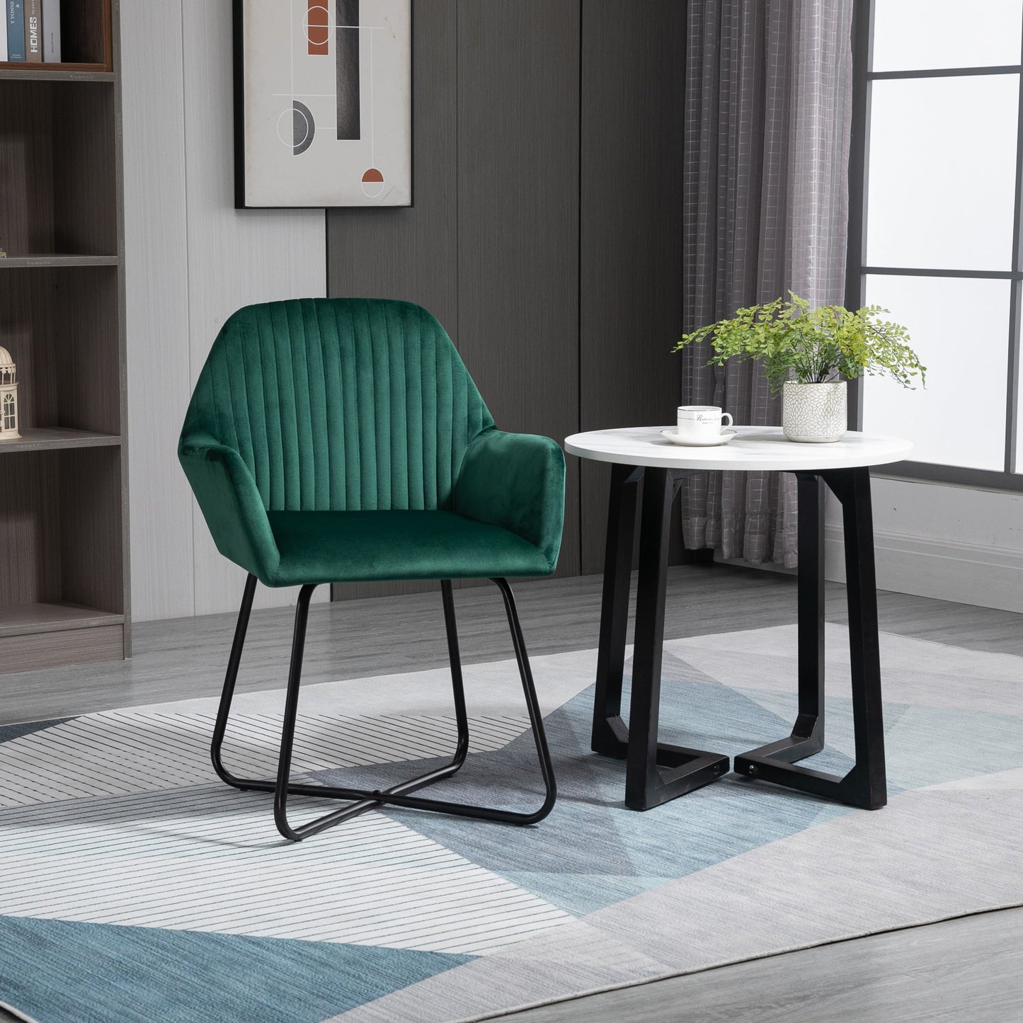 Modern Upholstered Accent Chair with Metal Base for Comfortable Living Room - Green-1