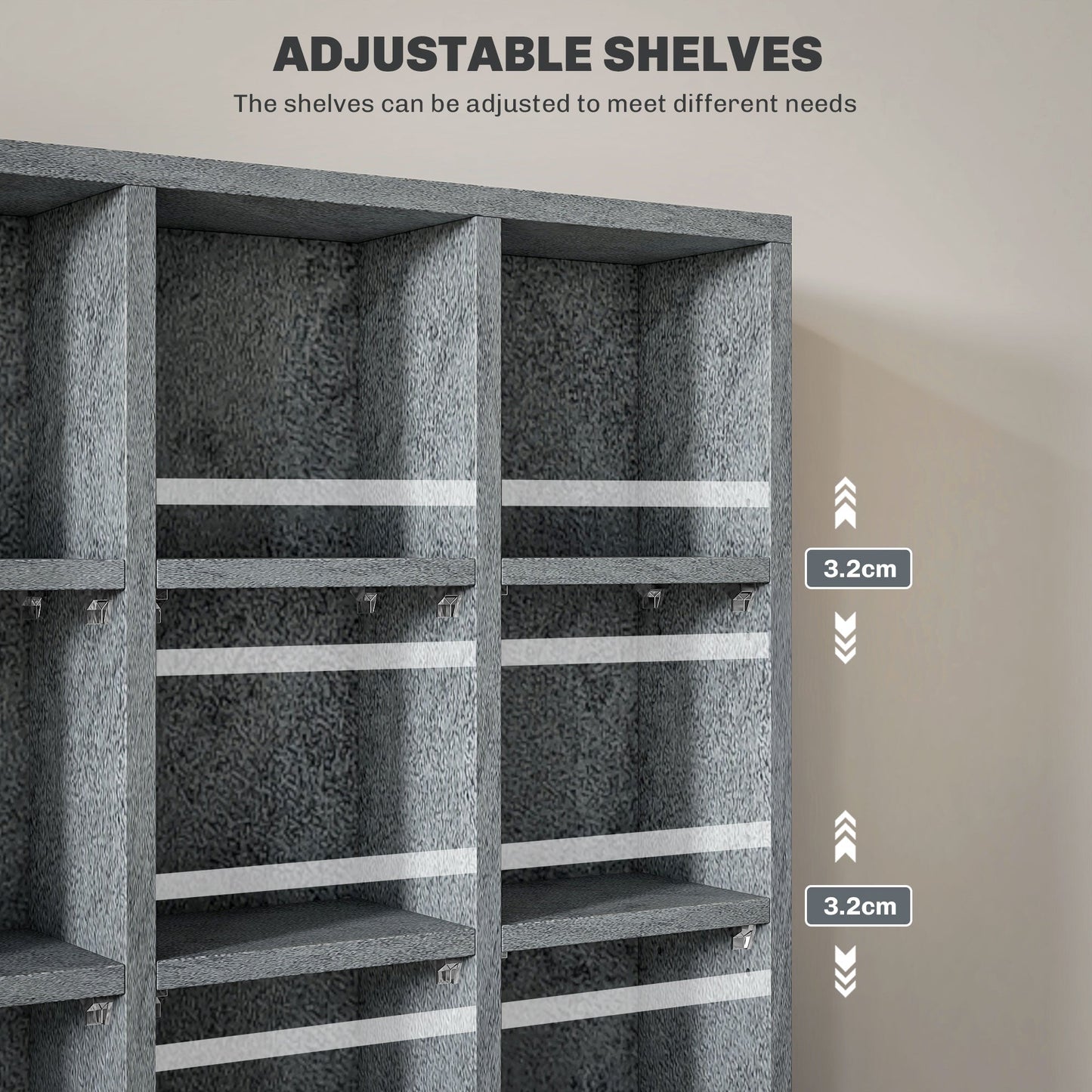 CD Storage Unit with Adjustable Shelves, 89 x 130.5 cm, Cement Grey-4