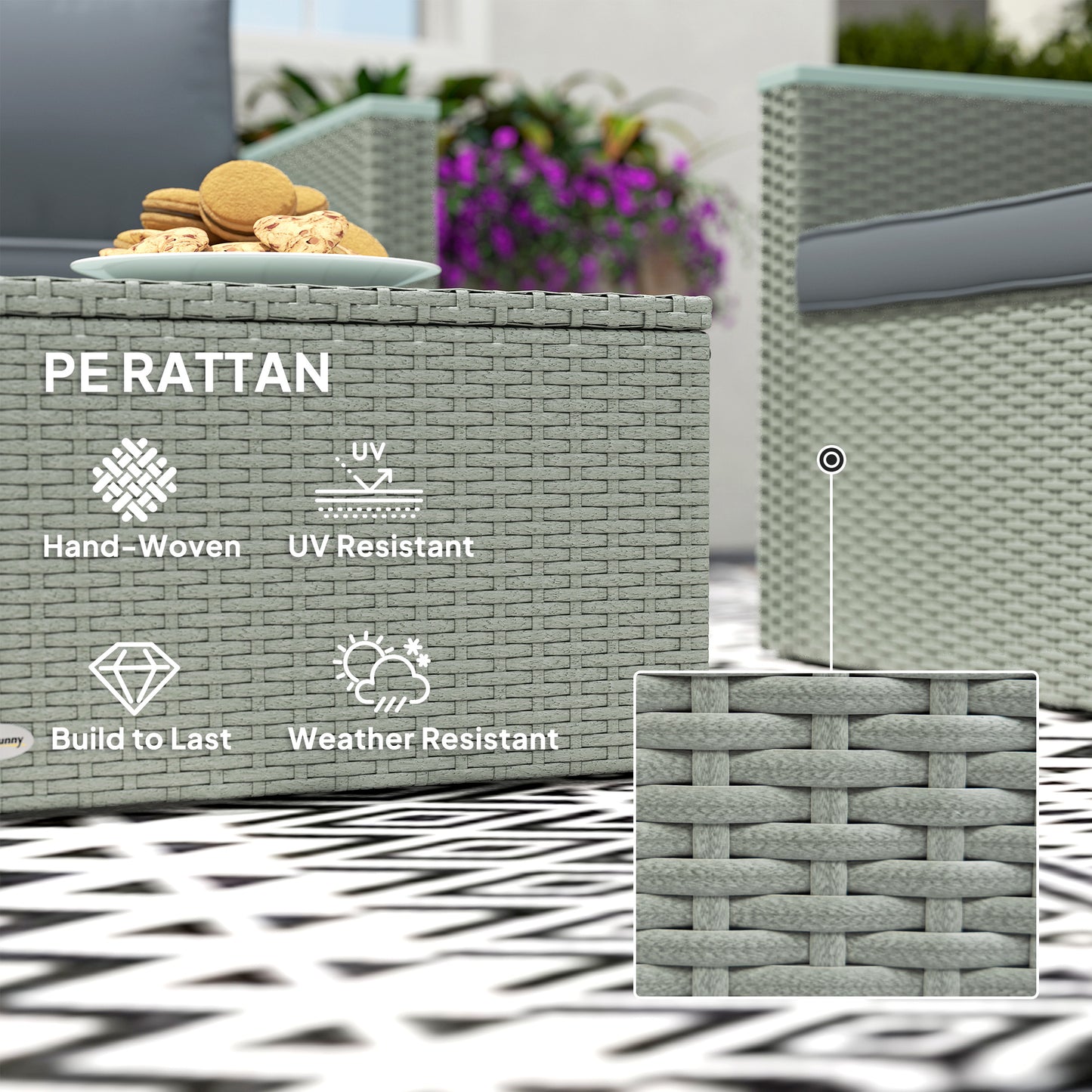 Outsunny 4 Seater Rattan Garden Furniture Set