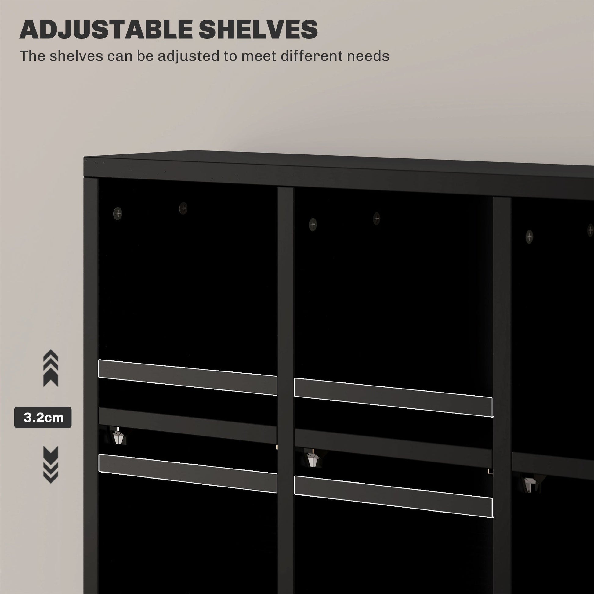 CD Storage Unit with Adjustable Shelves, 89 x 130.5 cm, Black-4
