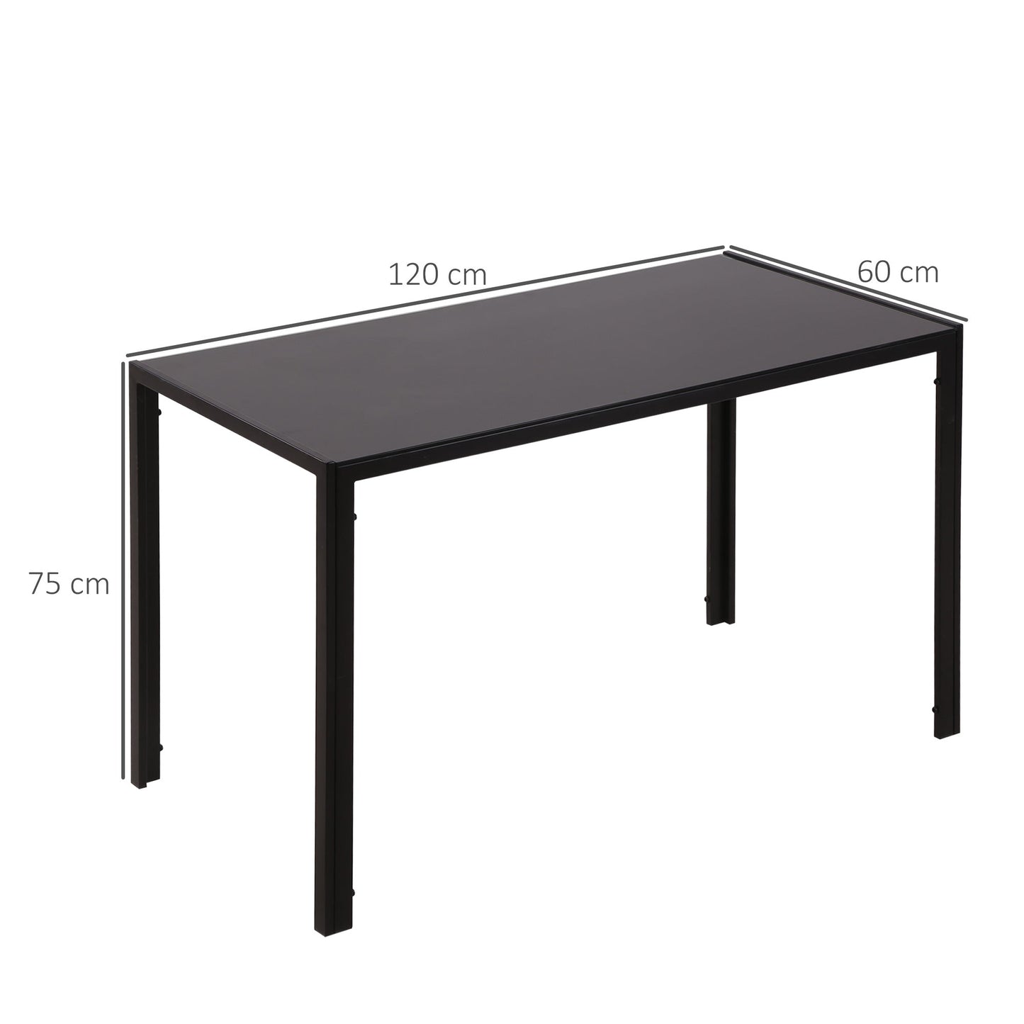Modern Rectangular Dining Table for 4 People with Tempered Glass Top & Metal Legs for Dining Room, Living Room (Chairs Not Included)-2