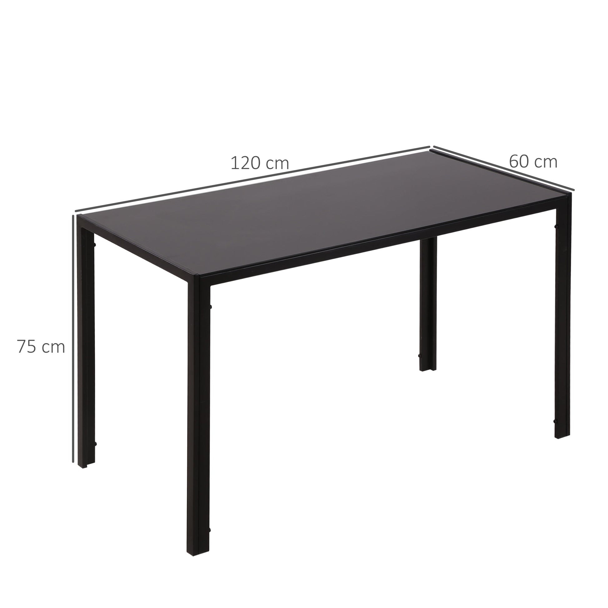 Modern Rectangular Dining Table for 4 People with Tempered Glass Top & Metal Legs for Dining Room, Living Room (Chairs Not Included)-2