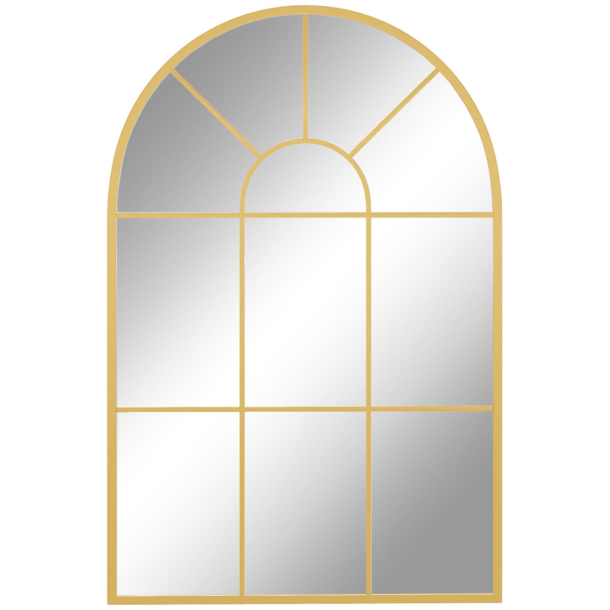 Modern Arched Wall Mirror, 91 x 60 cm Window Mirrors for Living Room, Bedroom, Gold Tone-0