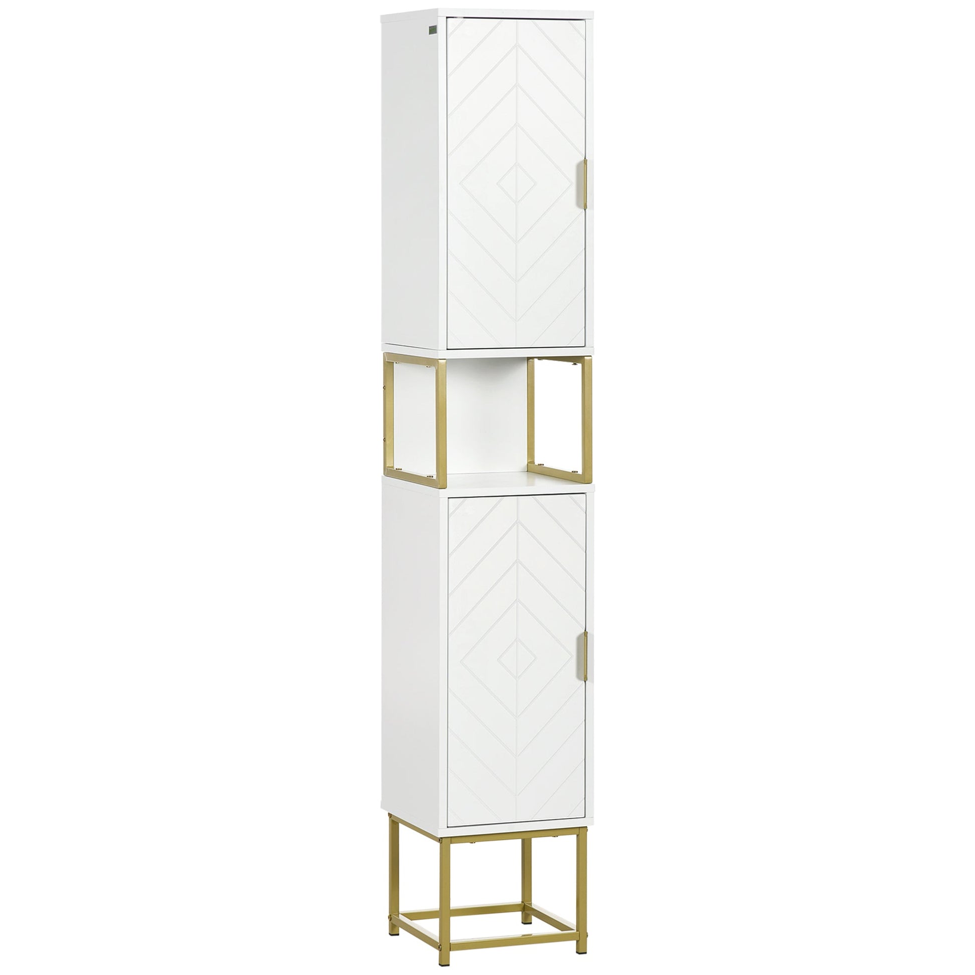 Narrow Bathroom Storage Cabinet with Adjustable Shelf - White-0