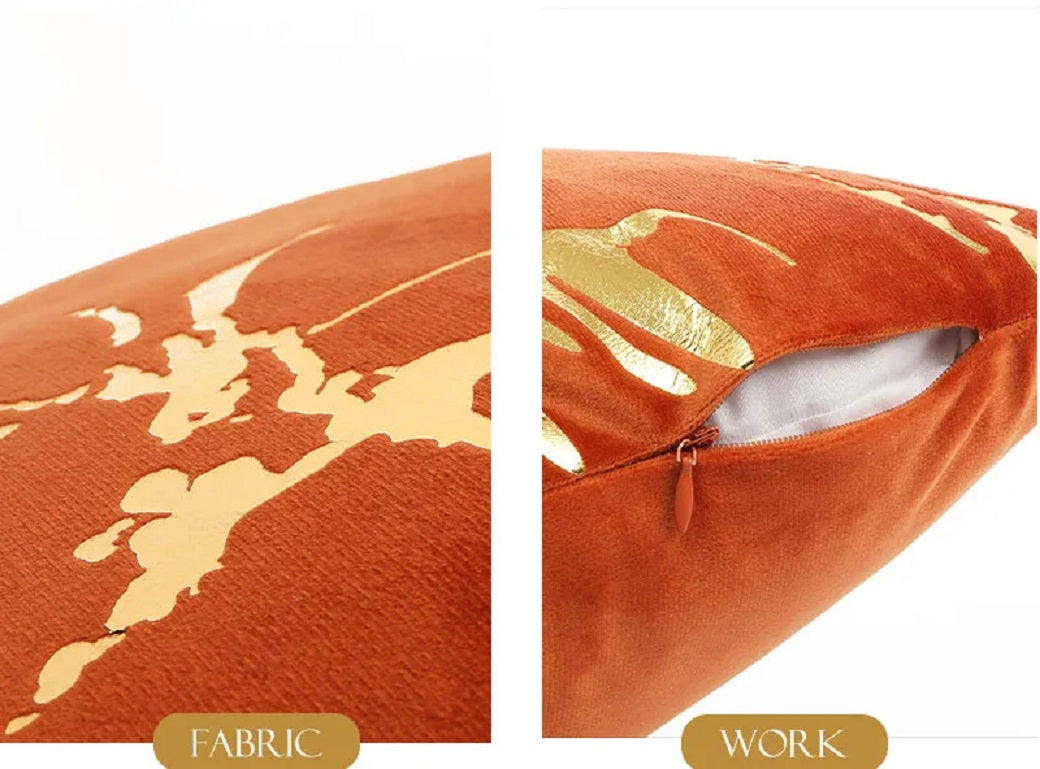 Gold Marble Pattern Design Velvet Cushion Covers 45 x 45 cm - Available in 3 Colours-2