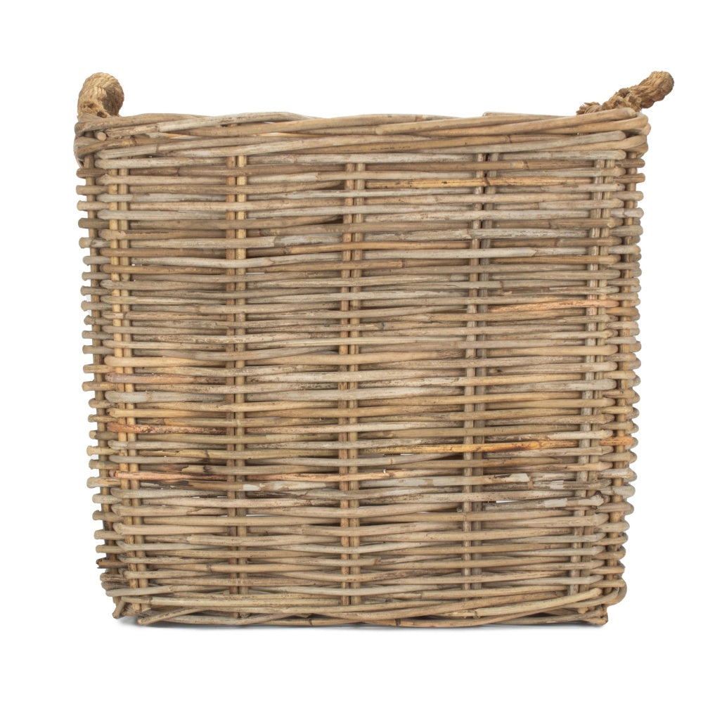 Square Grey Rattan Log Basket-5