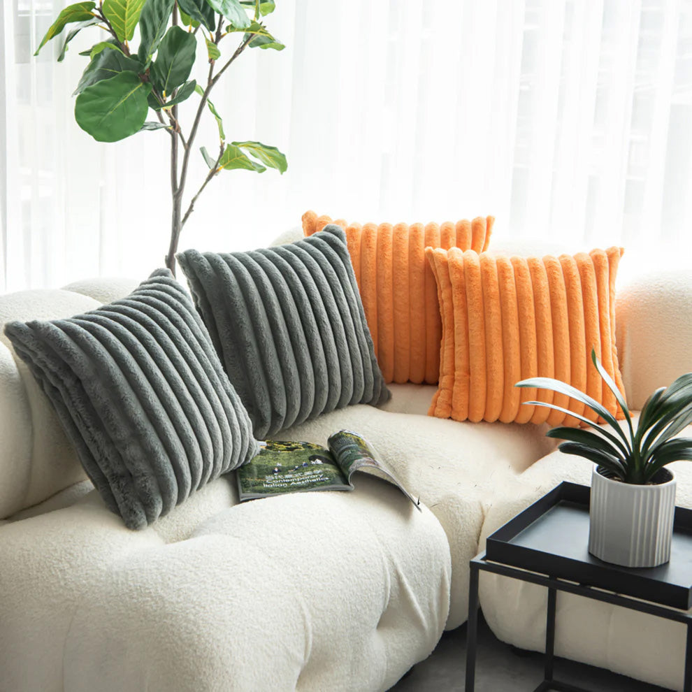 Textured Striped Corduroy Style Cushion Cover