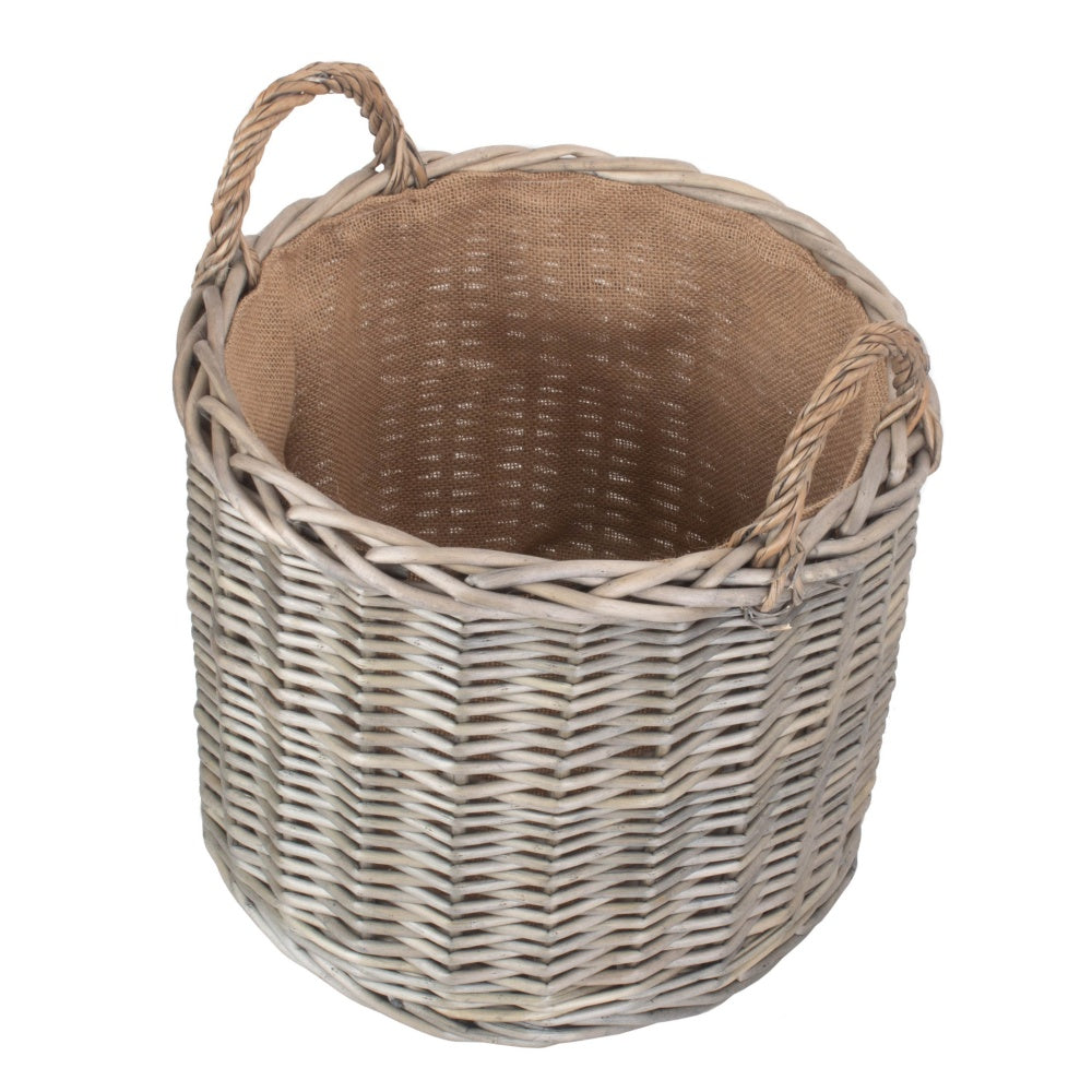 Round Lined Straight-Sided Wicker Log Basket-6