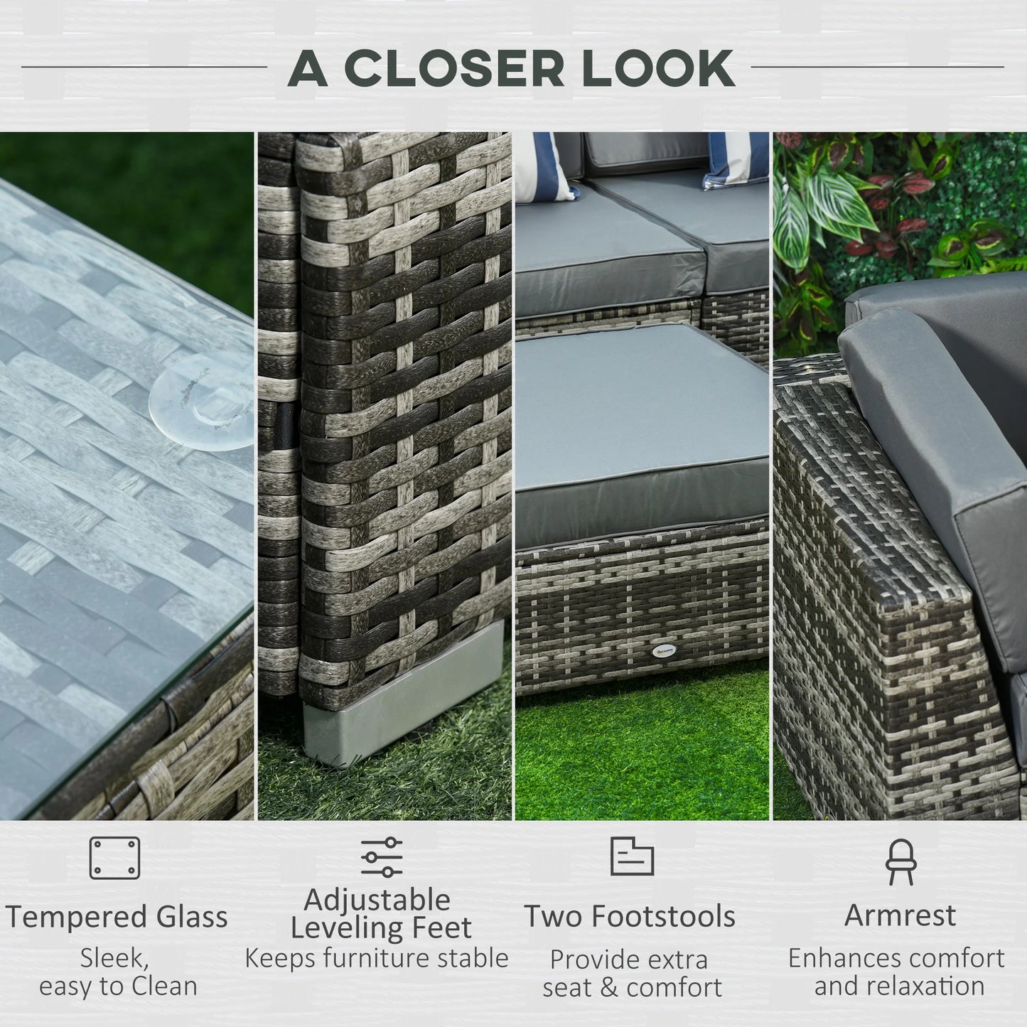 Outsunny 6 Piece Rattan Outdoors Furniture Set