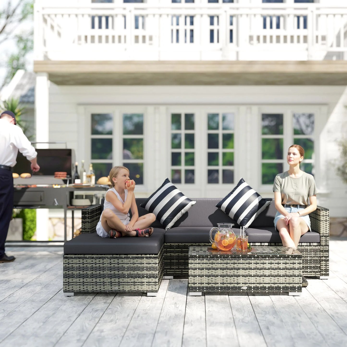 Outsunny Rattan Garden Corner Furniture Set