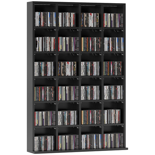 CD Storage Unit with Adjustable Shelves, 89 x 130.5 cm, Black-0