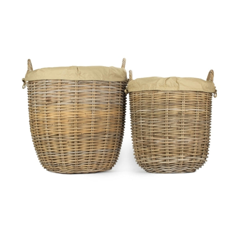 Tall Round Fireside Grey Rattan Log Basket With Removable Cordura Lining-4
