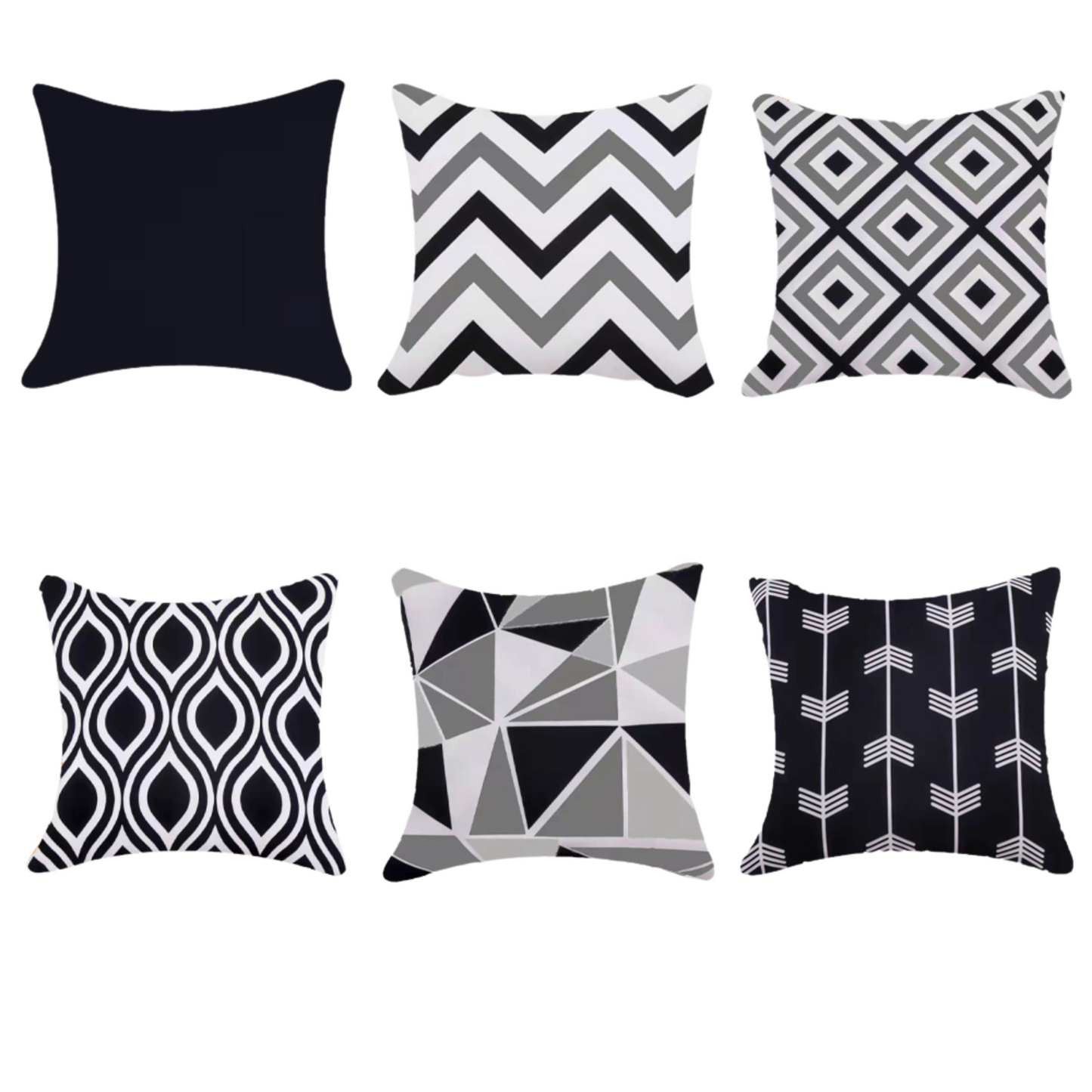Water Resistant/Outdoor Cushion Covers for Home Garden Outdoor 45x45cm - Black Colour (Set of 6 & 4)-0