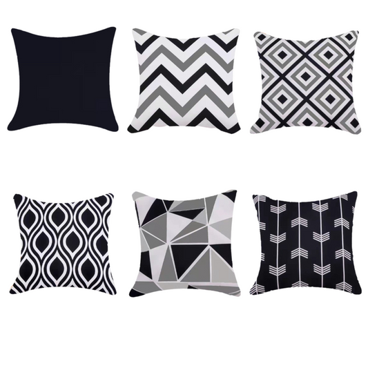 Water Resistant/Outdoor Cushion Covers for Home Garden Outdoor 45x45cm - Black Colour (Set of 6 & 4)-0
