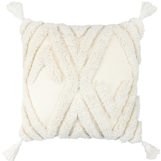 Pure Cotton Custom Boho Tassel Style Tufted Cushion Covers Home Decoration 45x45cm  (18 x 18 Inches) - Design 12-0