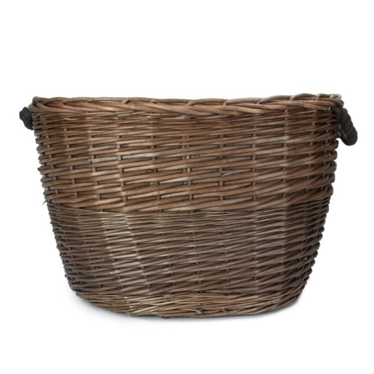 Oval Hessian Lined Wicker Log Basket-5