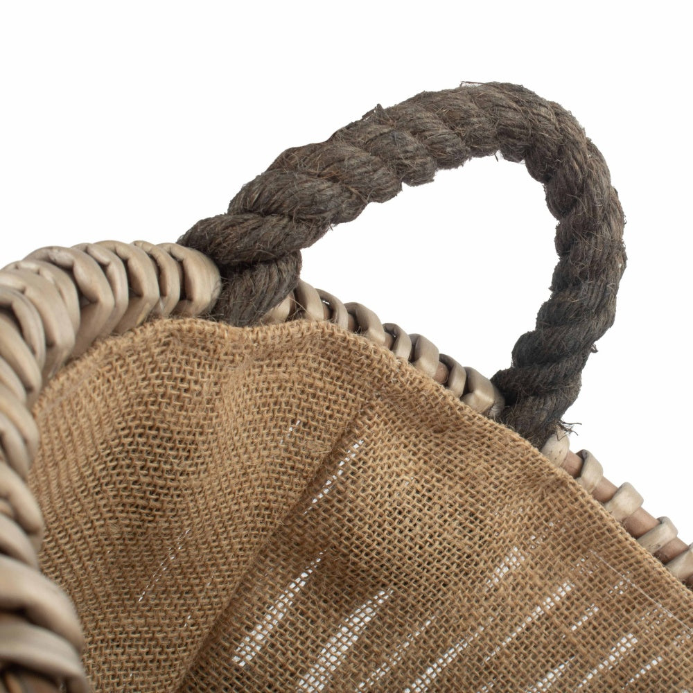 Small Round Grey Wicker Log Basket-3