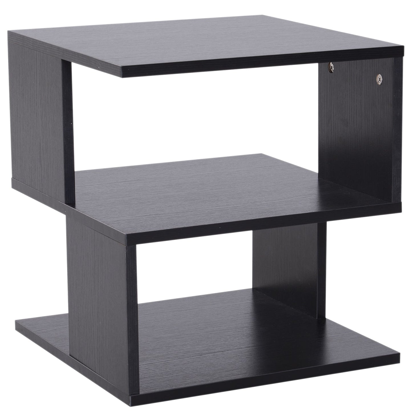 Modern Square 2 Tier Wood Coffee Side Table Storage Shelf Rack Living Room Black-0