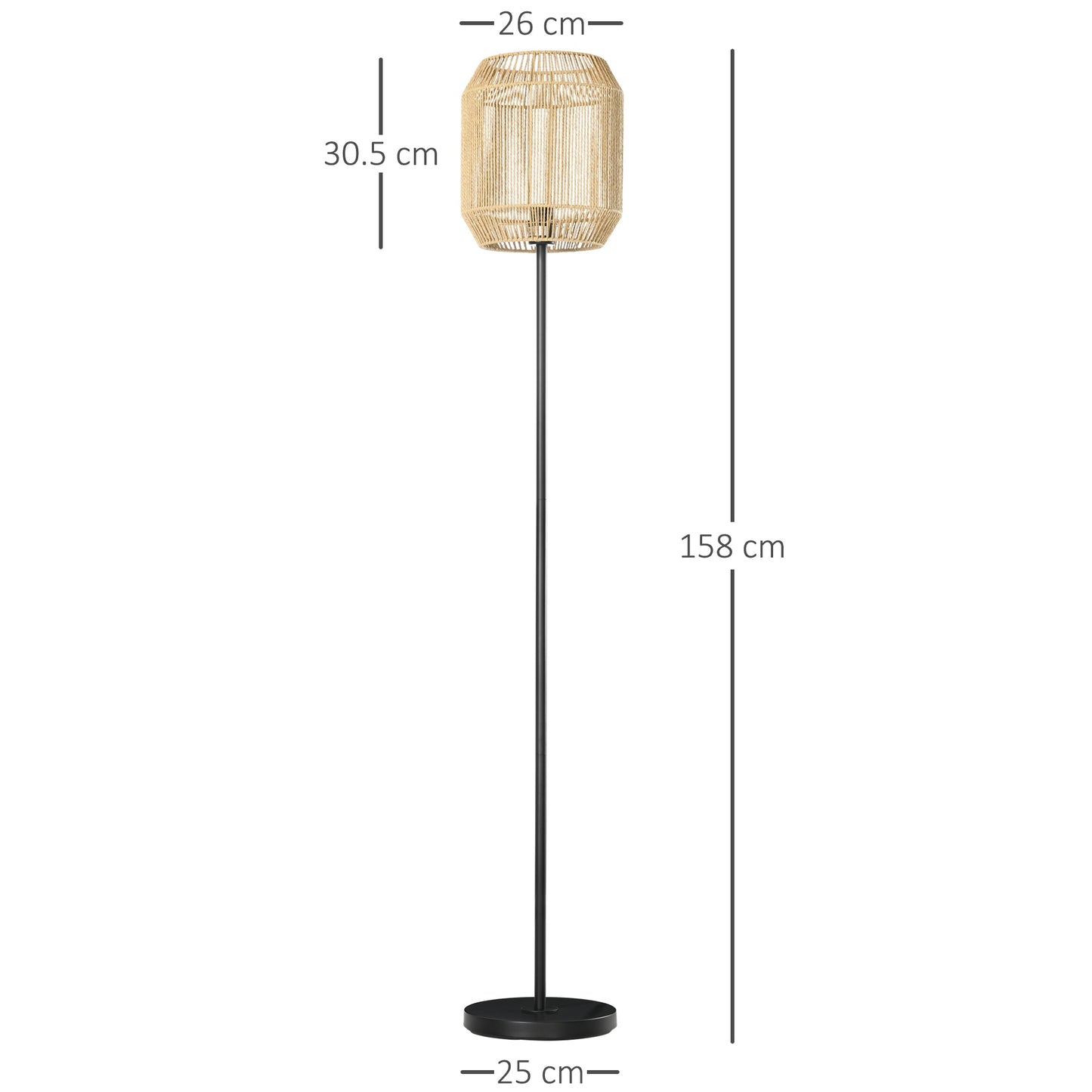 Farmhouse Standing Lamp, Floor Lamps with Hand Woven Rattan Lampshade for Living Room-2