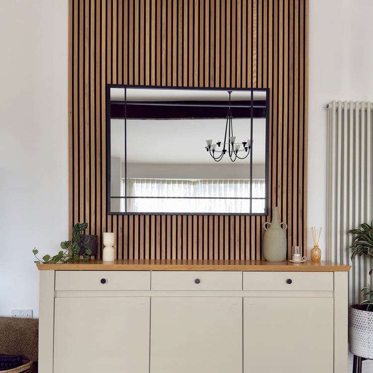 Aimi - Black Metal Rectangle Window Mirror - 95cm x 120cm.-4