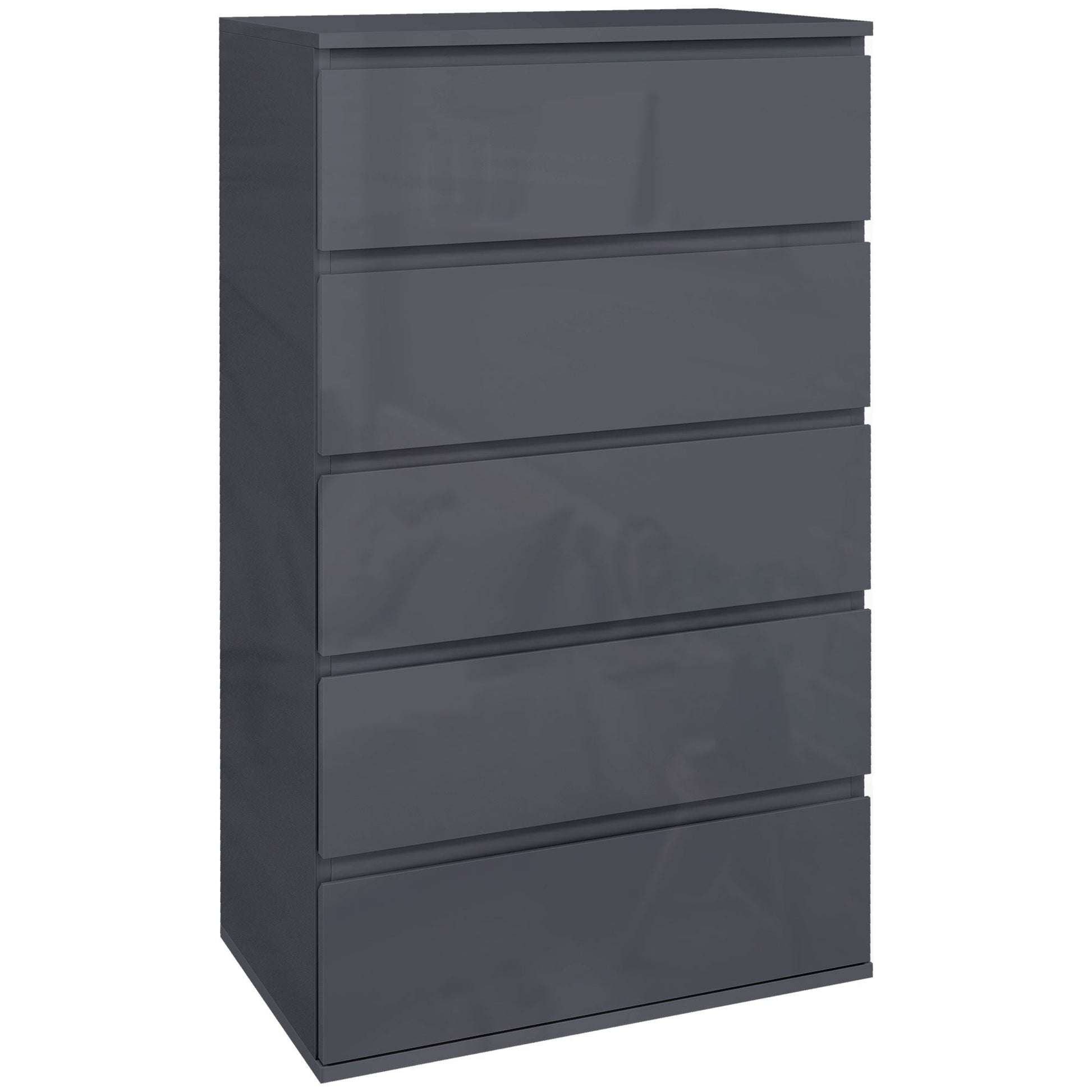 High Gloss Chest of Drawers, 5-Drawer Storage Cabinets, Modern Dresser, Storage Drawer Unit for Bedroom-0