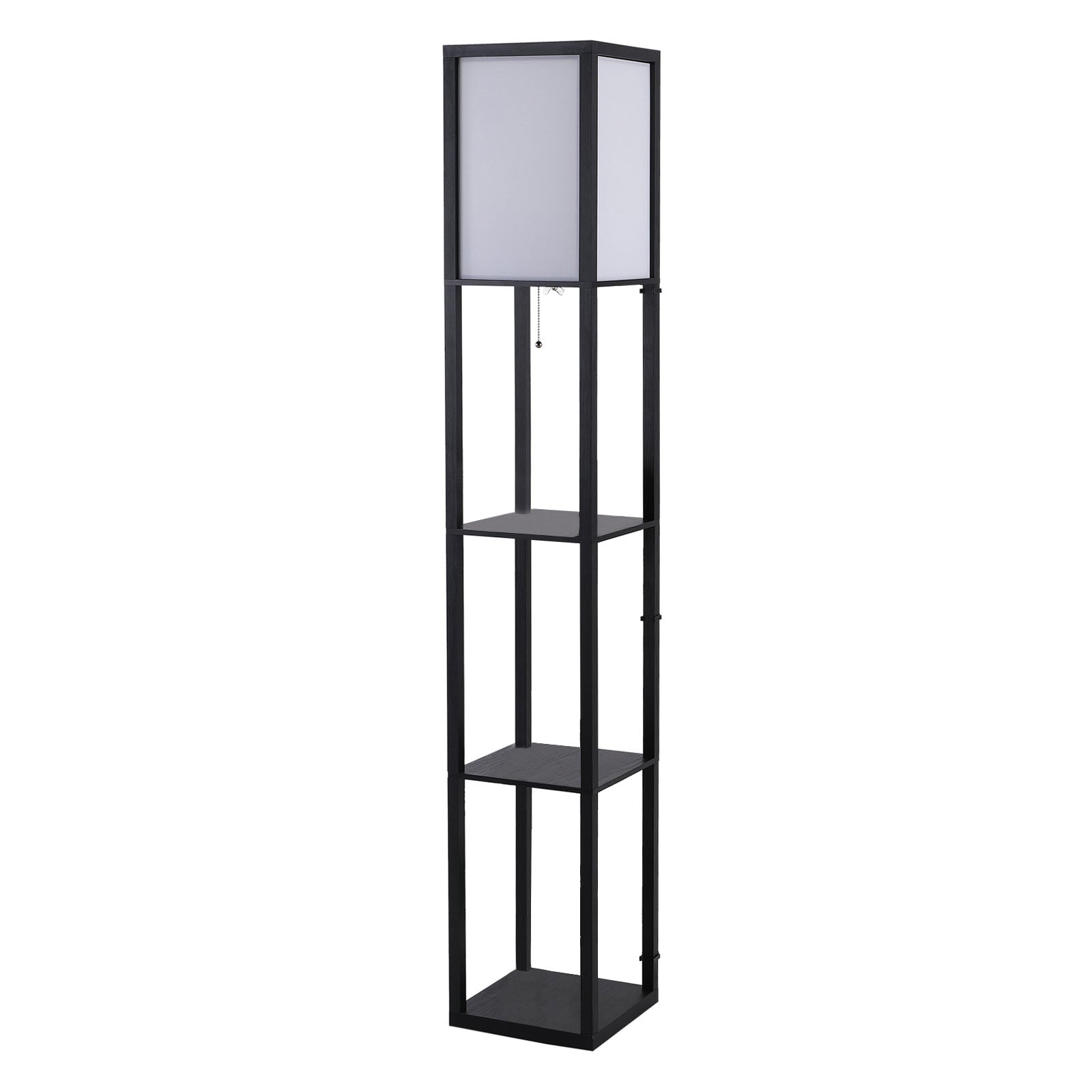 Modern Shelf Floor Lamp Soft Light 4-tier Open Shelves Living Room Storage Display-0
