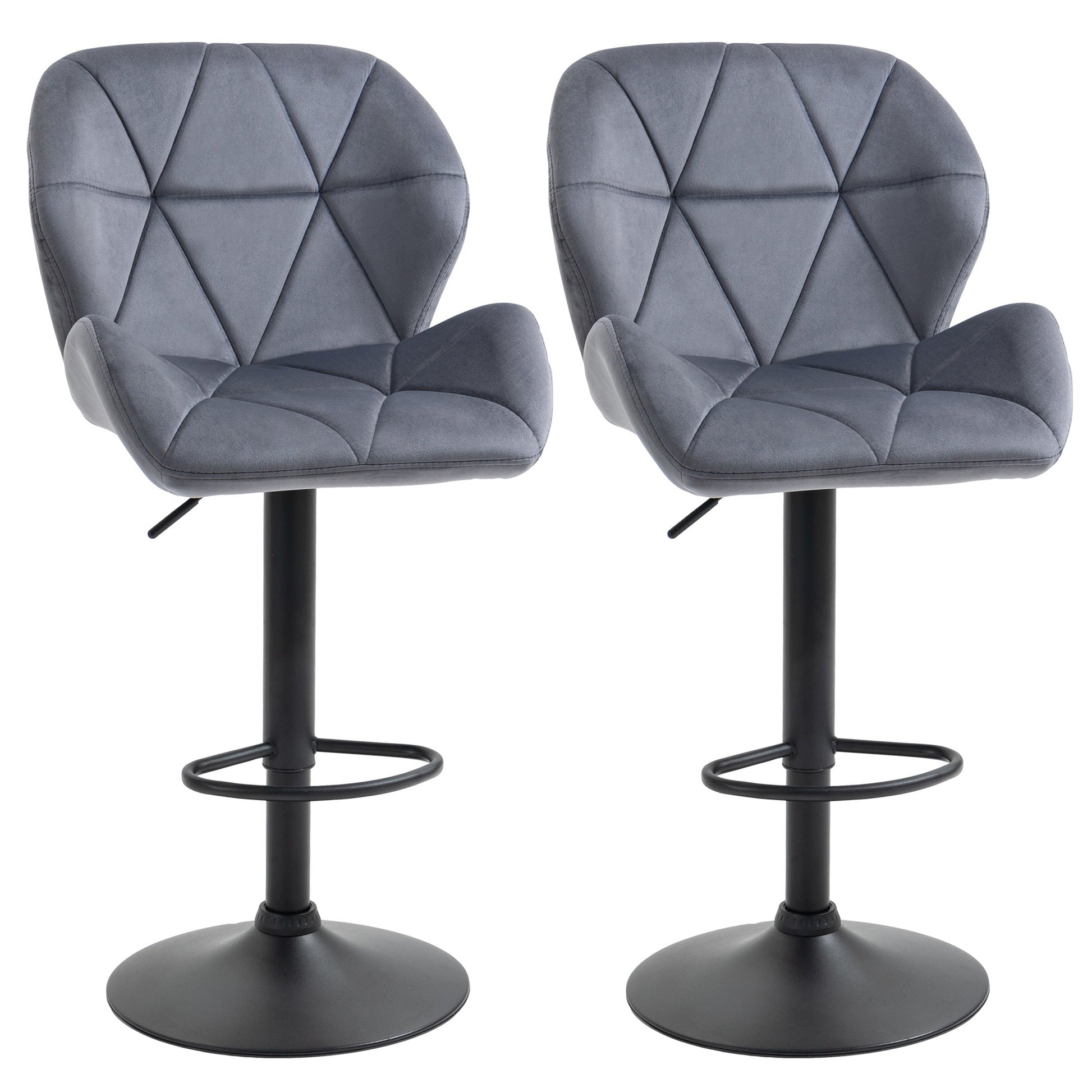 Adjustable Armless Bar Stools with Backs and Footrest - Dark Grey-1