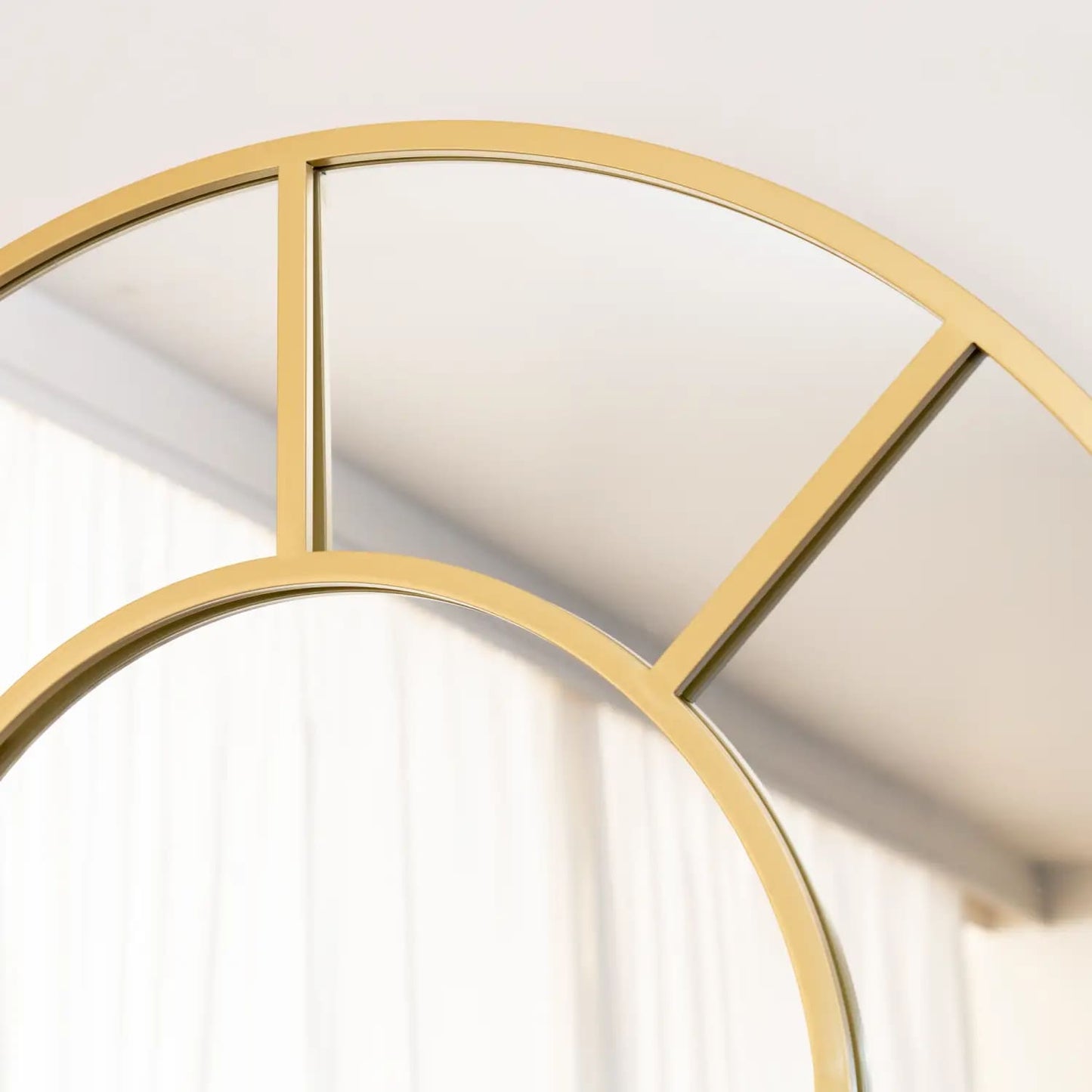 Mio - Full Length Gold Metal Arched Window Mirror - 180cm x 90cm.-4