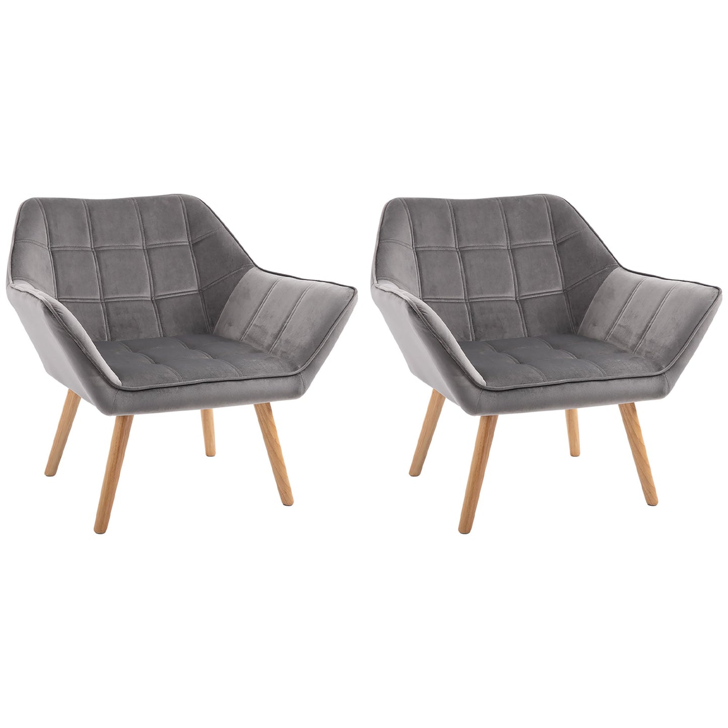 Luxe Velvet Accent Armchair Set of 2 - Grey-0