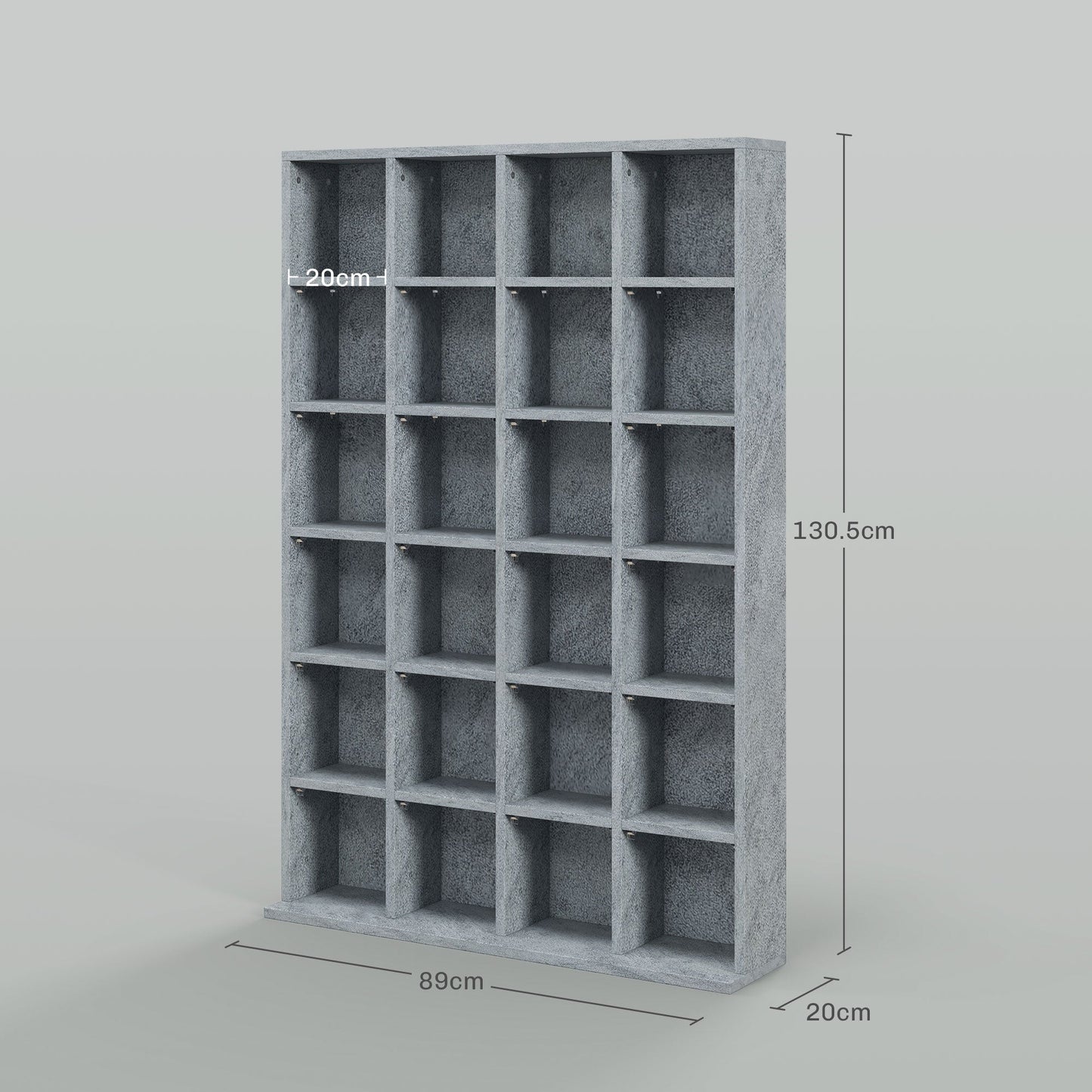 CD Storage Unit with Adjustable Shelves, 89 x 130.5 cm, Cement Grey-2