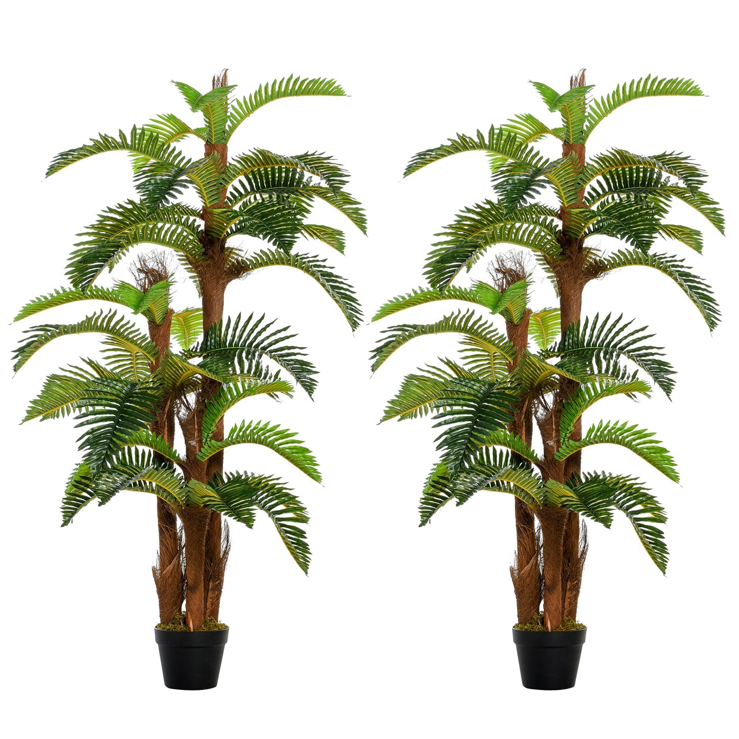 Set of 2 Artificial Tropical Palm Plants with Bendable Leaves - Green-0