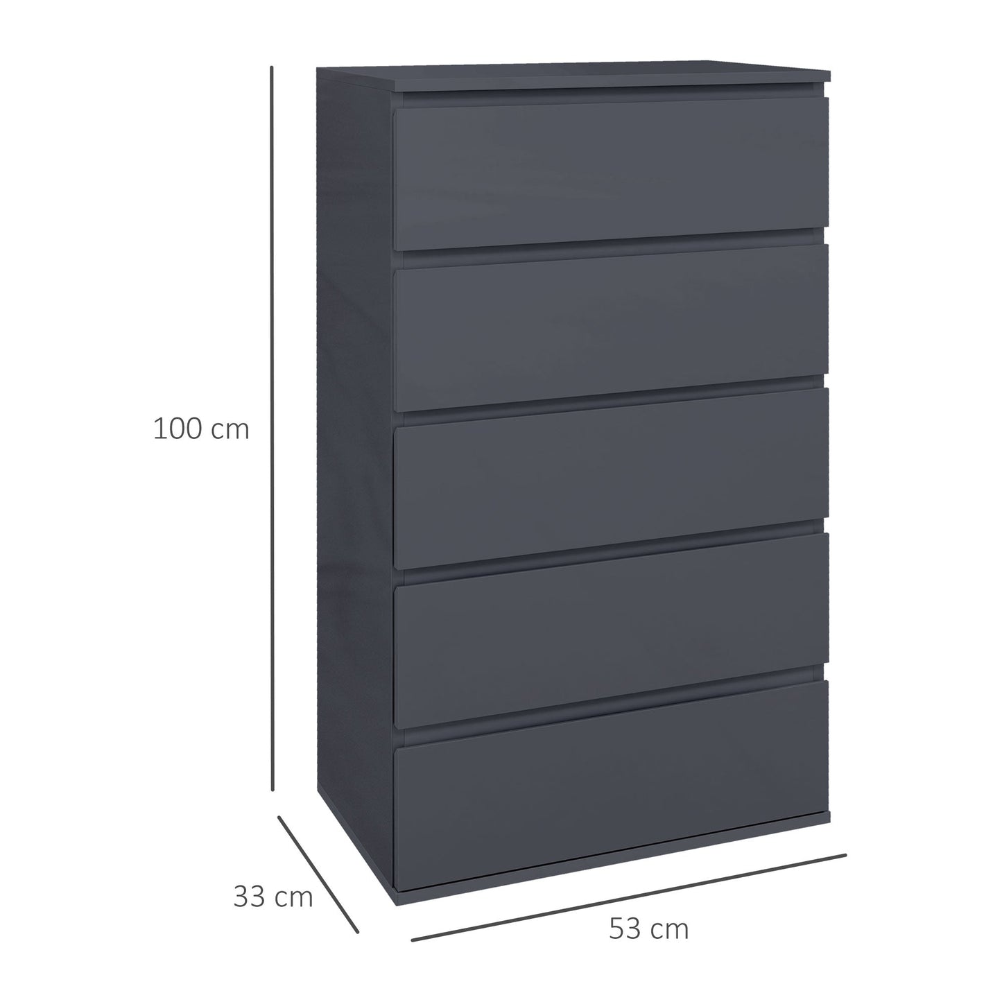 High Gloss Chest of Drawers, 5-Drawer Storage Cabinets, Modern Dresser, Storage Drawer Unit for Bedroom-2