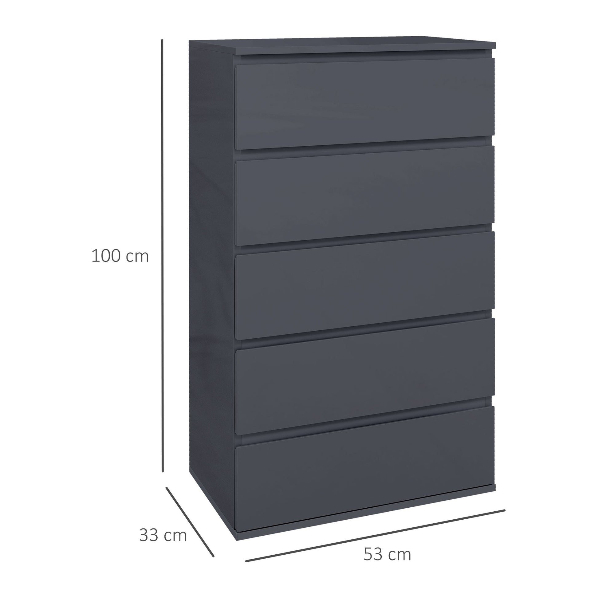 High Gloss Chest of Drawers, 5-Drawer Storage Cabinets, Modern Dresser, Storage Drawer Unit for Bedroom-2